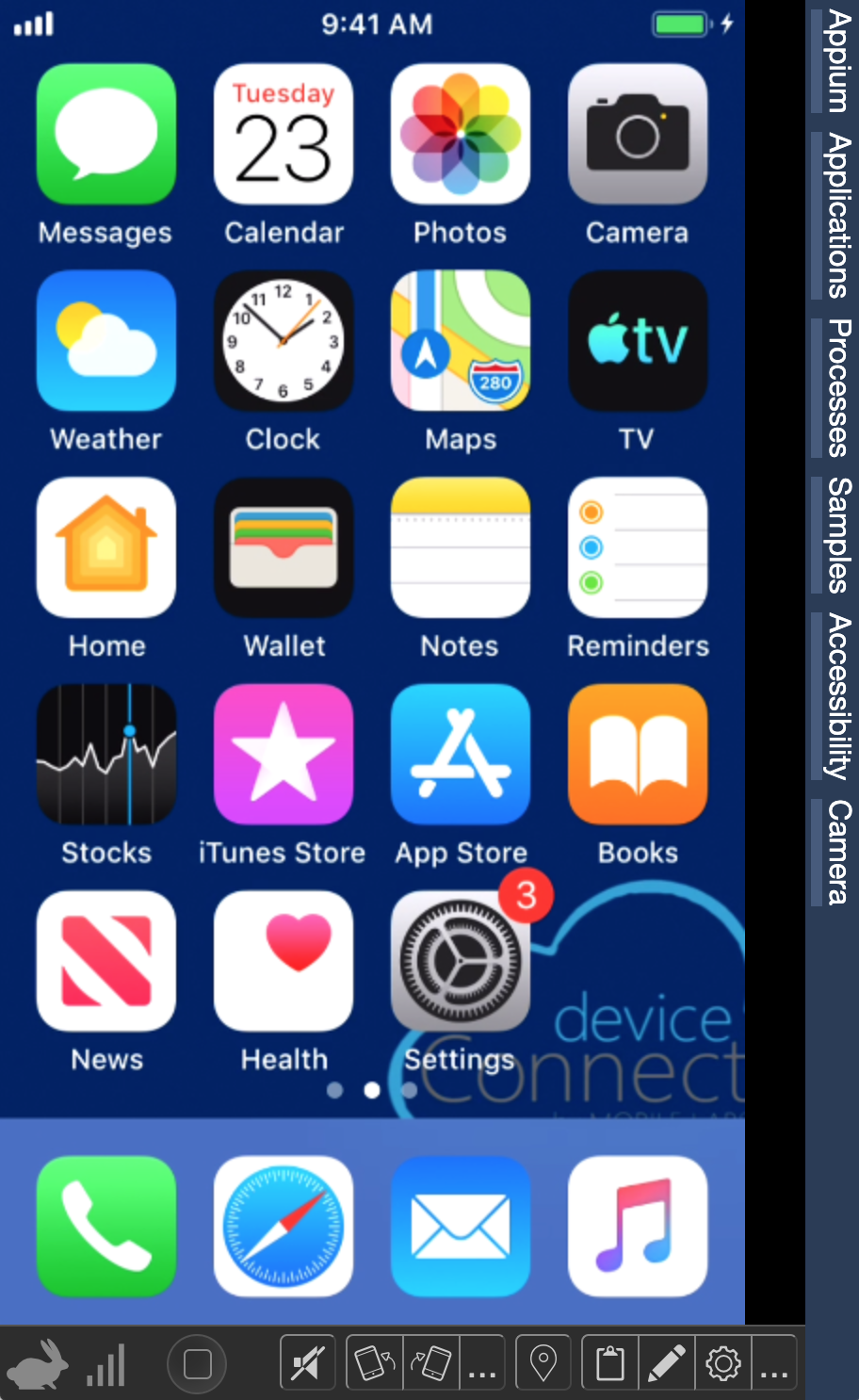 deviceViewer with iPhone home screen